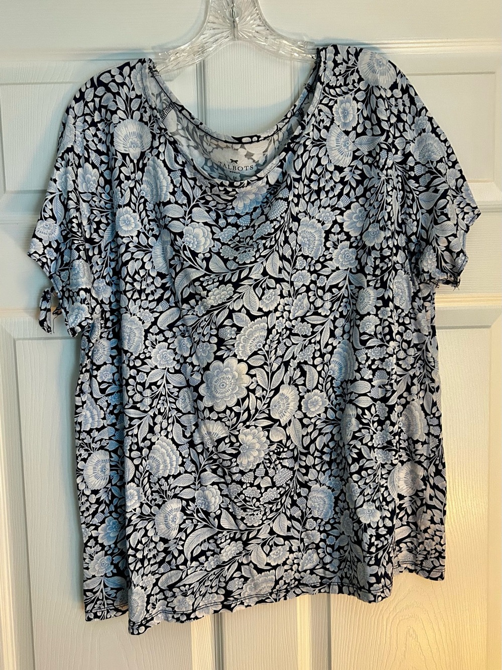 Talbots Blue & White Floral Short Sleeve Tee